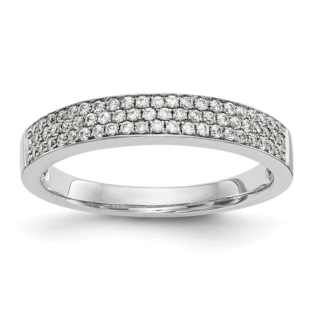 14K White Gold Micro Pave Diamond Band, 0.32 ct, Size 7