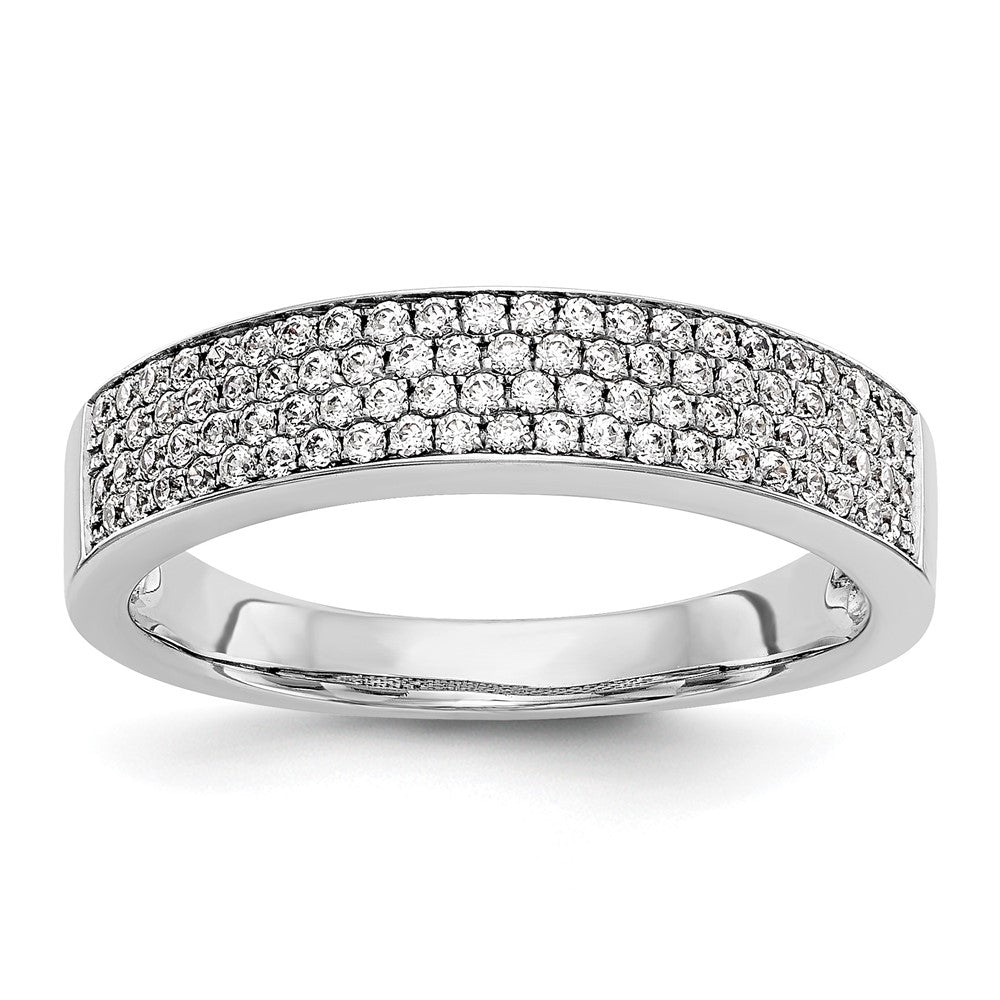 14K White Gold Micro Pave Diamond Band, 0.43 ct, Size 7