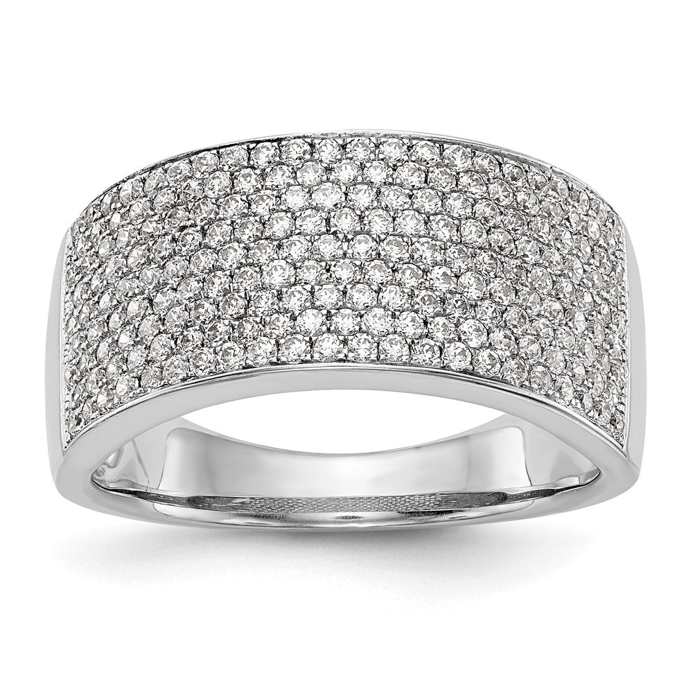 14K White Gold Micro Pave 1 carat Complete Diamond Band, 0.97 ct, Size 7