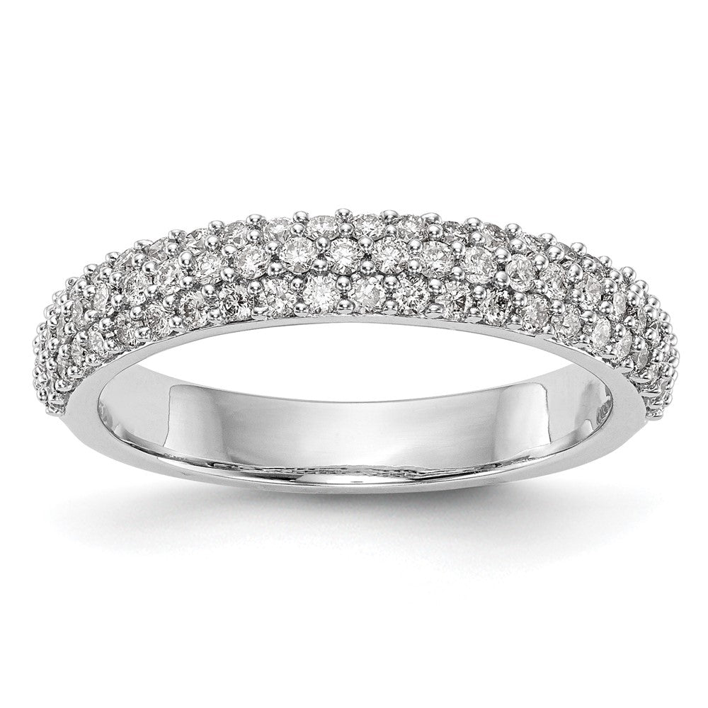 14K White Gold Micro Pave 1/2 carat Complete Diamond Band, 0.56 ct, Size 7