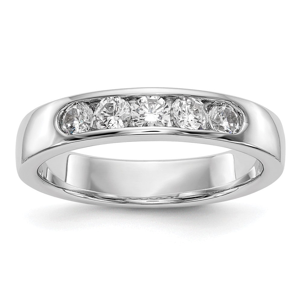 14K White Gold 5-Stone 1/2 carat Round Diamond Complete Channel Band, 0.465 ct, Size 6, 3.9 mm, 4.83 g - ID5S9RM3275B-047-WA8L7