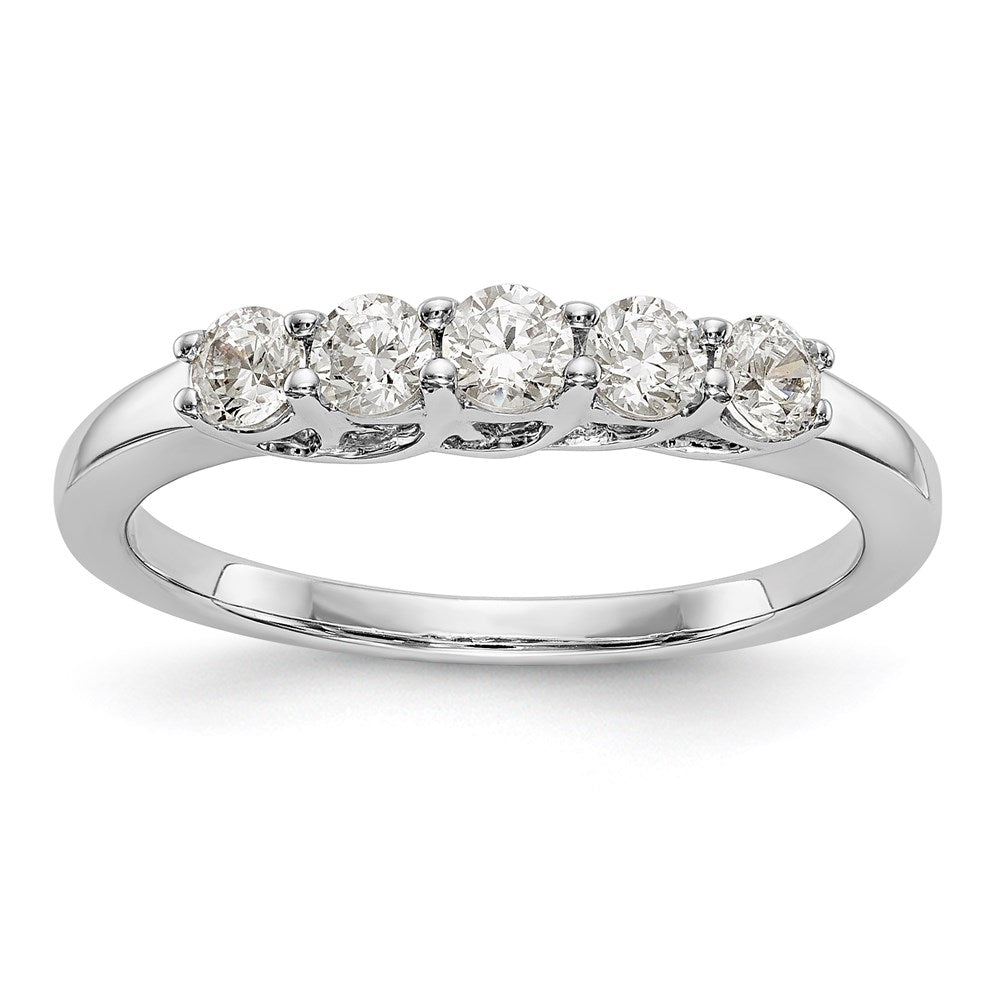 14K White Gold 5-Stone Diamond Band, 0.5 ct, Size 7