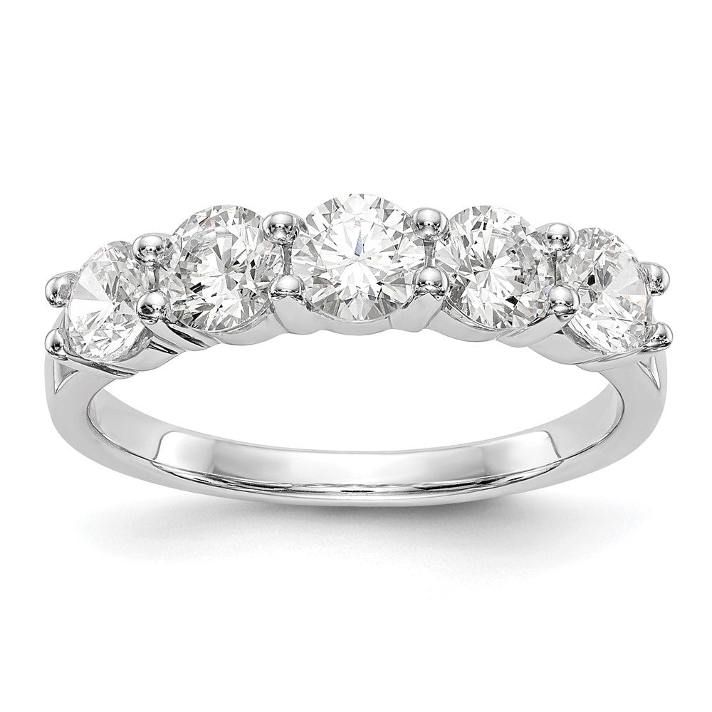 14K White Gold 5-Stone Shared Prong 1.3 carat Complete Round Diamond Band, 1.325 ct, Size 7, 2.83 g - ID5S9RM3284B-133-WAA8L7