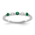 14k White Gold 1/10 carat Diamond and Emerald Complete Band, 0.25 ct, Size 7, 1.45 g - ID5S9X9029E/AA8L7