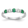 14k White Gold 1/5 carat Diamond and Emerald Complete Band, 0.5 ct, Size 7, 1.7 g - ID5S9X9028E/AA8L7