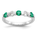 14k White Gold 1/3 carat Diamond and Emerald Complete Band, 0.765 ct, Size 7, 2.28 g - ID5S9RM3285B-EM-030-WAA8L7