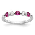 14k White Gold 1/5 carat Diamond and Ruby Complete Band, 0.5 ct, Size 7, 1.76 g - ID5S9RM3285B-RU-019-WAA8L7