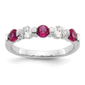 14k White Gold 1/3 carat Diamond and Ruby Complete Band, 0.765 ct, Size 7, 2.19 g - ID5S9X9027R/AA8L7