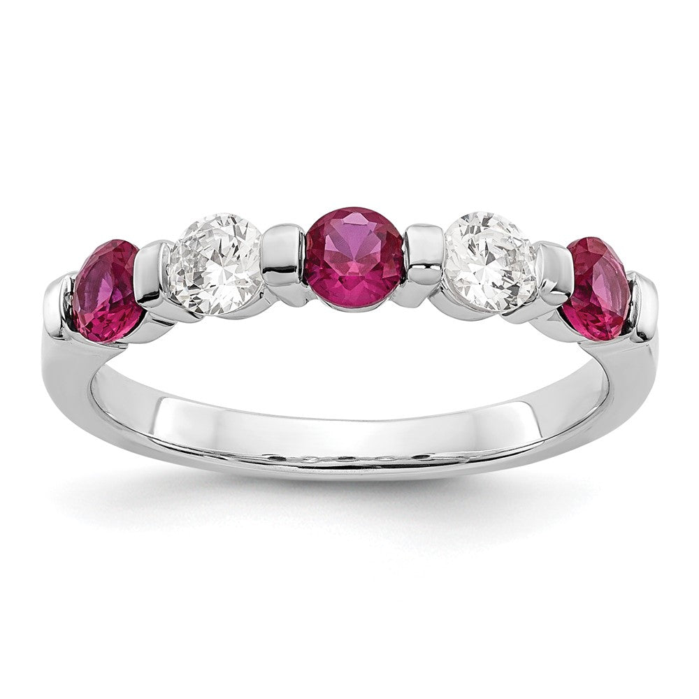 14k White Gold 1/3 carat Diamond and Ruby Complete Band, 0.765 ct, Size 7, 2.19 g - ID5S9X9027R/AA8L7