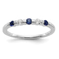 14k White Gold 1/10 carat Diamond and Blue Sapphire Complete Band, 0.4 ct, Size 7, 1.5 g