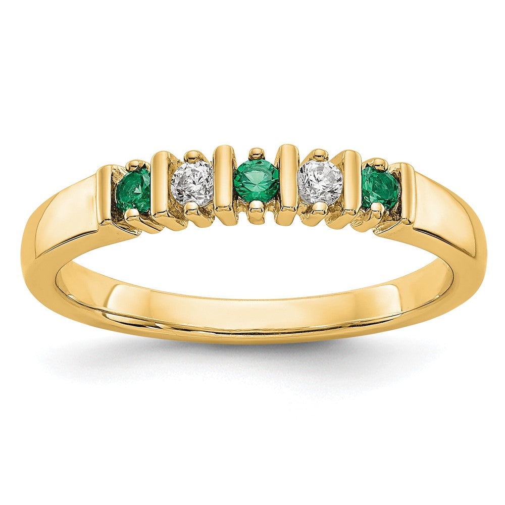14k Yellow Gold 1/15 carat Diamond and Emerald Complete Band, 0.2 ct, Size 7, 2.27 g - ID5S9RM3289B-EM-008-YAA8L7