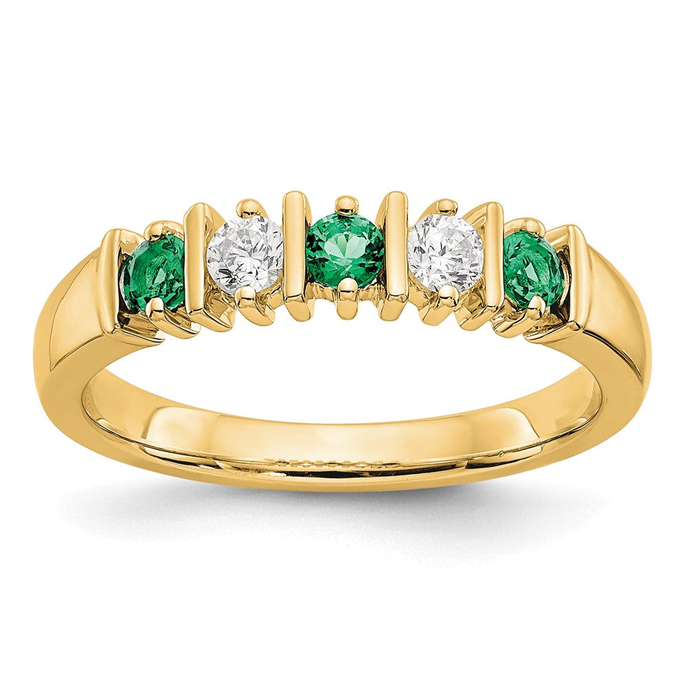 14k Yellow Gold 1/5 carat Diamond and Emerald Complete Band, 0.5 ct, Size 7, 3.21 g - ID5S9RM3289B-EM-019-YAA8L7
