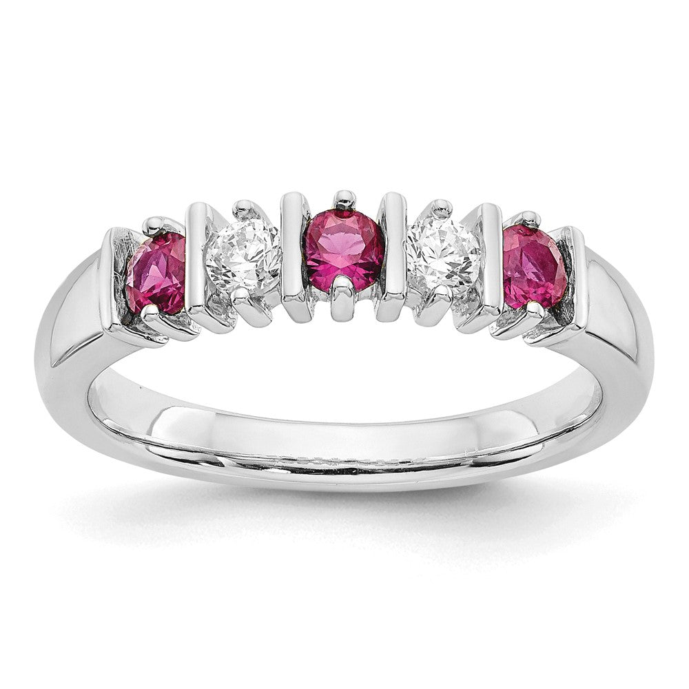 14k White Gold 1/5 carat Diamond and Ruby Complete Band, 0.5 ct, Size 7, 3.21 g - ID5S9X9004R/AA8L7