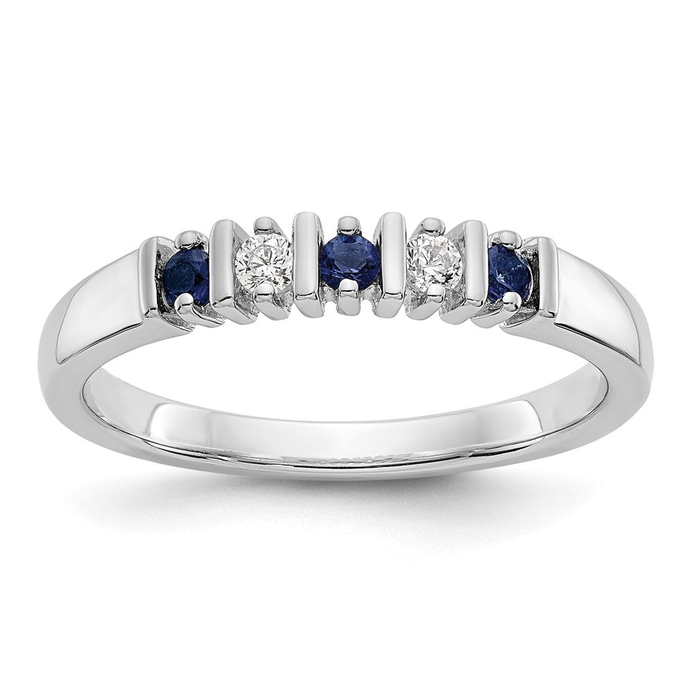 14k White Gold 1/15 carat Diamond and Blue Sapphire Complete Band, 0.2 ct, Size 7, 2.54 g - ID5S9RM3289B-SA-008-WAA8L7