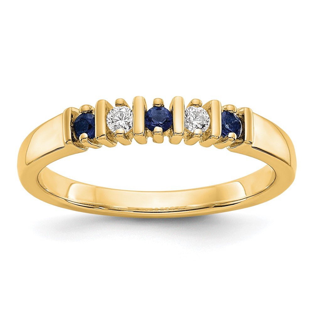 14k Yellow Gold 1/15 carat Diamond and Blue Sapphire Complete Band, 0.32 ct, Size 7, 2.54 g - ID5S9RM3289B-SA-008-YAA8L7