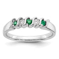 14k White Gold 1/10 carat Diamond and Emerald Complete Band, 0.225 ct, Size 7, 3.7 mm, 3.09 g - ID5S9X9010E/AA8L7