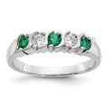 14k White Gold 1/5 carat Diamond and Emerald Complete Band, 0.5 ct, Size 7, 4 mm, 3.3 g - ID5S9RM3290B-EM-019-WAA8L7
