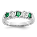 14k White Gold 1/3 carat Diamond and Emerald Complete Band, 0.765 ct, Size 7, 4.4 mm, 3.94 g - ID5S9X9008E/AA8L7