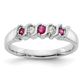 14k White Gold 1/10 carat Diamond and Ruby Complete Band, 0.225 ct, Size 7, 3.7 mm, 3.33 g - ID5S9RM3290B-RU-010-WAA8L7