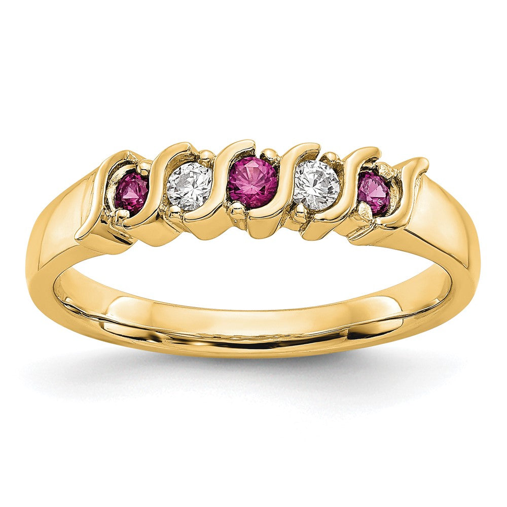 14k Yellow Gold 1/10 carat Diamond and Ruby Complete Band, 0.225 ct, Size 7, 3.7 mm, 3.33 g - ID5S9X8678R/AA8L7