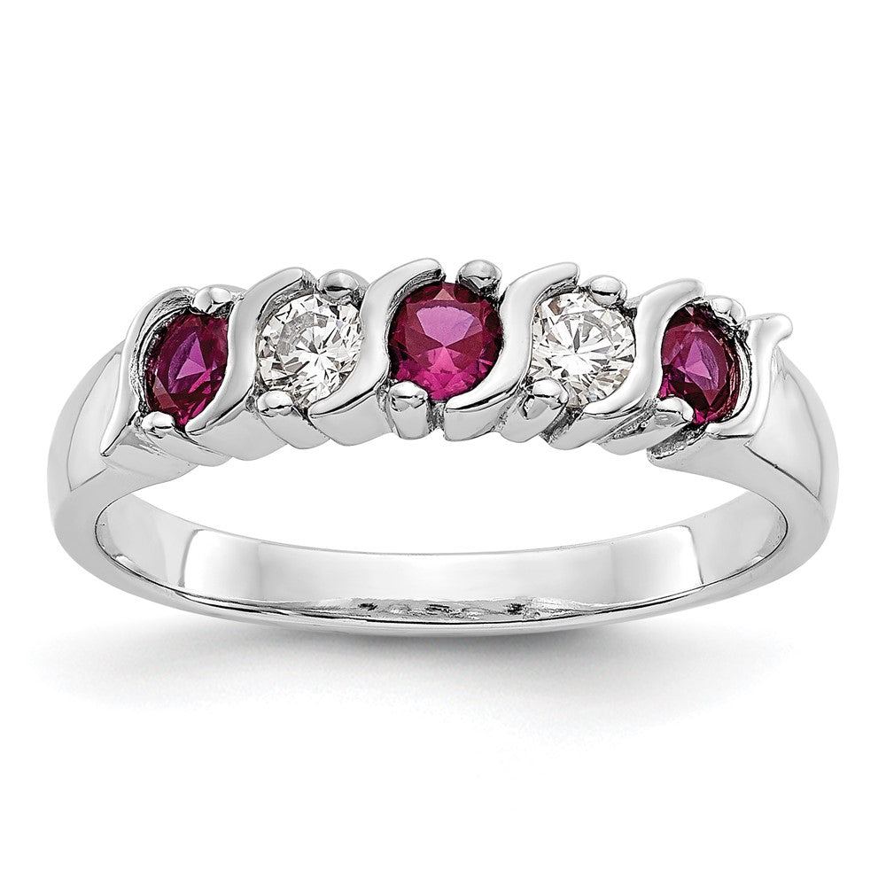 14k White Gold 1/5 carat Diamond and Ruby Complete Band, 0.5 ct, Size 7, 4 mm, 3.48 g - ID5S9RM3290B-RU-019-WAA8L7