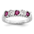 14k White Gold 1/3 carat Diamond and Ruby Complete Band, 0.765 ct, Size 7, 4.4 mm, 3.92 g - ID5S9RM3290B-RU-030-WAA8L7