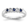 14k White Gold 1/10 carat Diamond and Blue Sapphire Complete Band, 0.36 ct, Size 7, 3.7 mm, 3.17 g - ID5S9X9010S/AA8L7