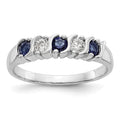 14k White Gold 1/5 carat Diamond and Blue Sapphire Complete Band, 0.8 ct, Size 7, 4 mm, 3.29 g - ID5S9RM3290B-SA-019-WAA8L7