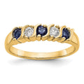 14k Yellow Gold 1/5 carat Diamond and Blue Sapphire Complete Band, 0.5 ct, Size 7, 4 mm, 3.29 g - ID5S9X8677S/AA8L7