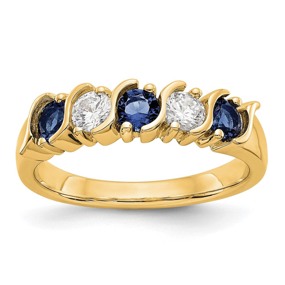 14k Yellow Gold 1/3 carat Diamond and Blue Sapphire Complete Band, 1.224 ct, Size 7, 4.4 mm, 3.94 g - ID5S9RM3290B-SA-030-YAA8L7