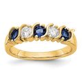 14k Yellow Gold 1/3 carat Diamond and Blue Sapphire Complete Band, 1.224 ct, Size 7, 4.4 mm, 3.94 g - ID5S9X8676S/AA8L7
