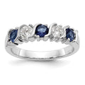 14k White Gold 3/8 carat Diamond and Blue Sapphire Complete Band, 1.576 ct, Size 7, 4.6 mm, 4.2 g - ID5S9RM3290B-SA-040-WAA8L7