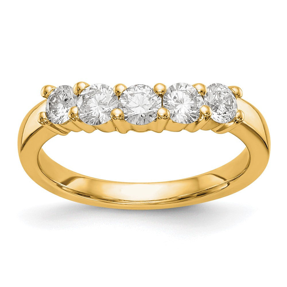14K Yellow Gold 5-Stone Diamond Band, 0.81 ct, Size 7