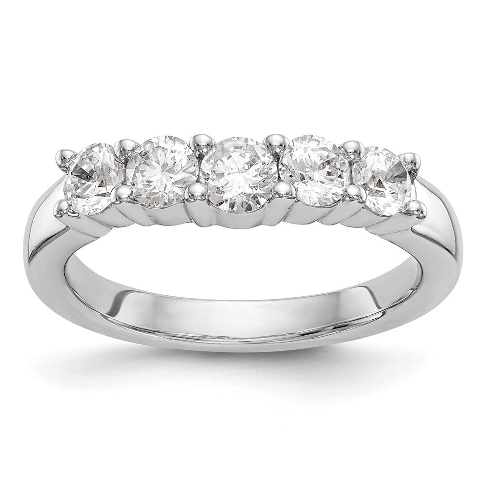 True Origin 14K White Gold 7/8 carat Lab Grown Diamond VS/SI  D E F  5 Stone Band, 0.9 ct