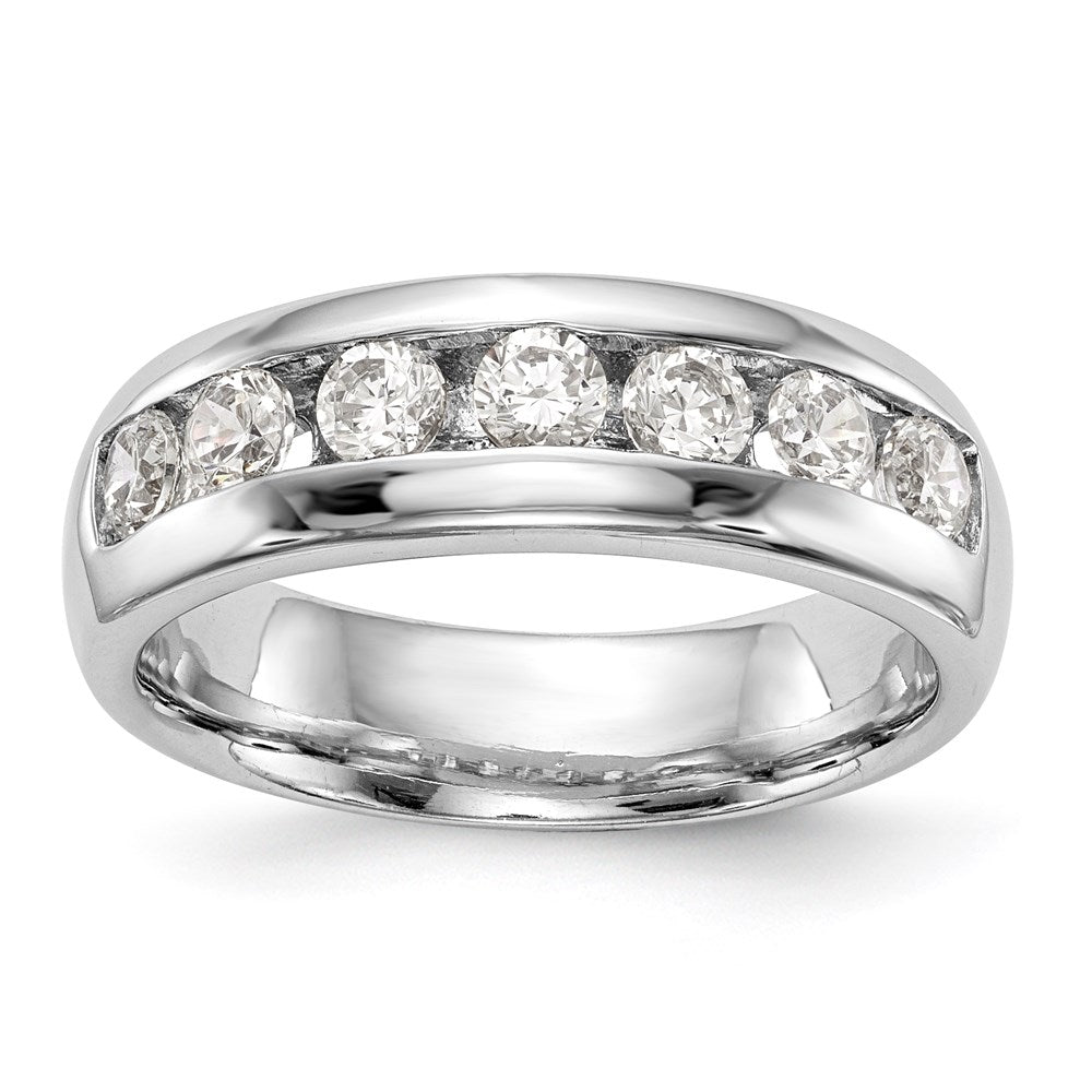 14K White Gold 7-Stone Channel Band, 0.455 ct