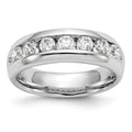14K White Gold 7-Stone 1 carat AAA Round Diamond Complete Channel Band, 1.071 ct