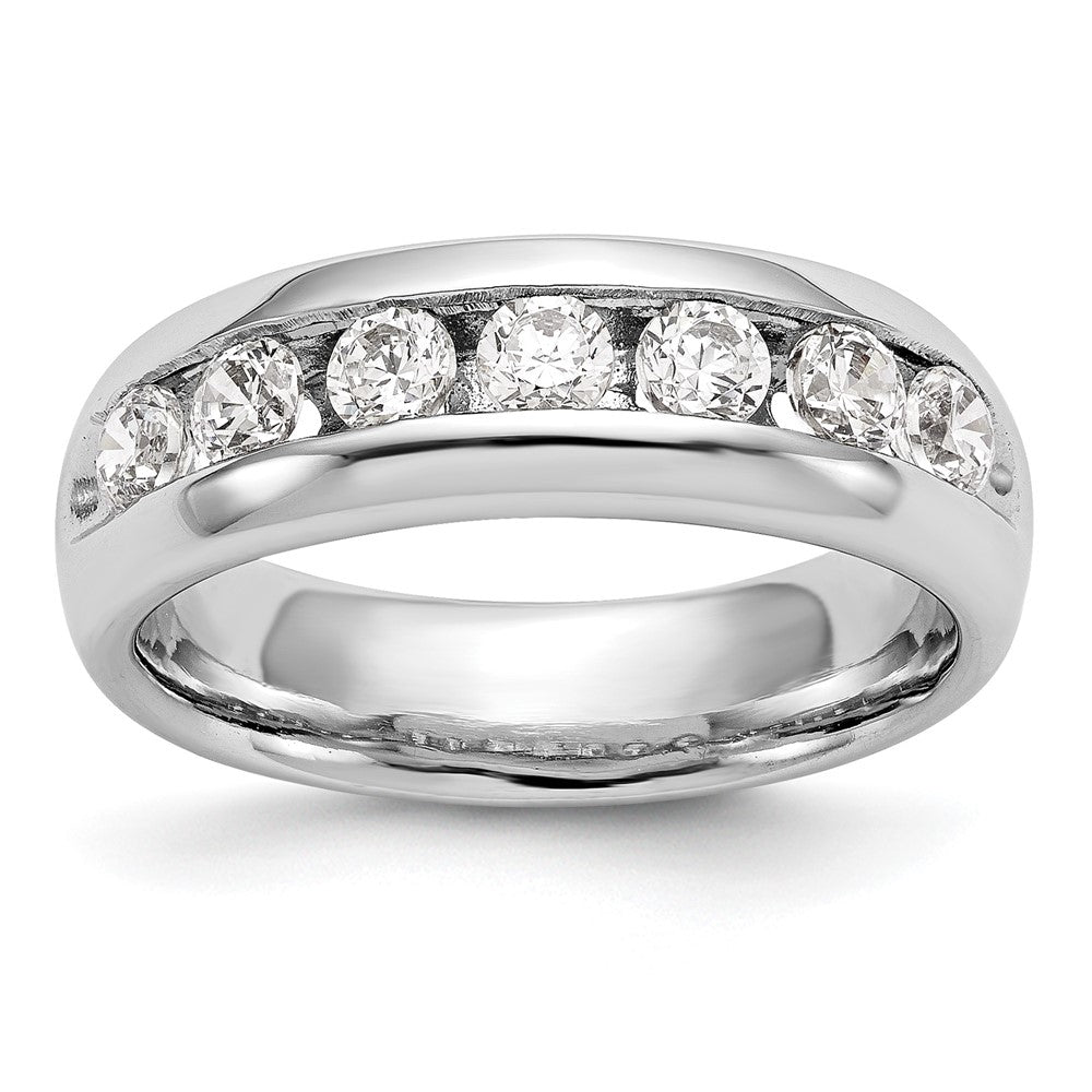 14K White Gold 7-Stone 1 carat AAA Round Diamond Complete Channel Band, 1.071 ct