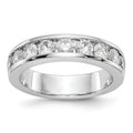 14K White Gold 9-Stone 1.3 carat AAA Round Diamond Complete Channel Band, 1.35 ct, Size 6, 4.4 mm