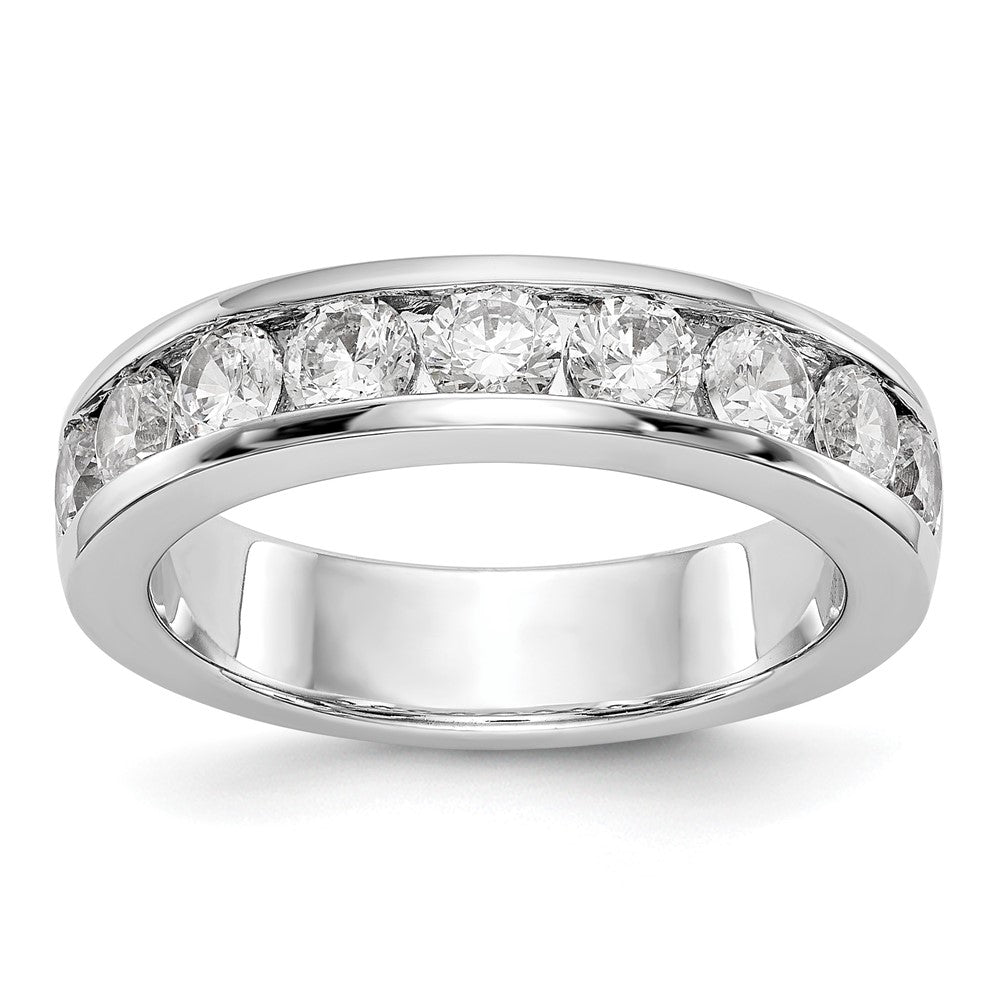 14K White Gold 9-Stone 1.3 carat AAA Round Diamond Complete Channel Band, 1.35 ct, Size 6, 4.4 mm