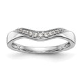 14k White Gold Pave 1/15 carat Diamond Contoured Complete Wedding Band, 0.08 ct, Size 7