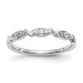 14K White Gold Twist 1/15 carat Diamond Complete Wedding Band, 0.081 ct, Size 7