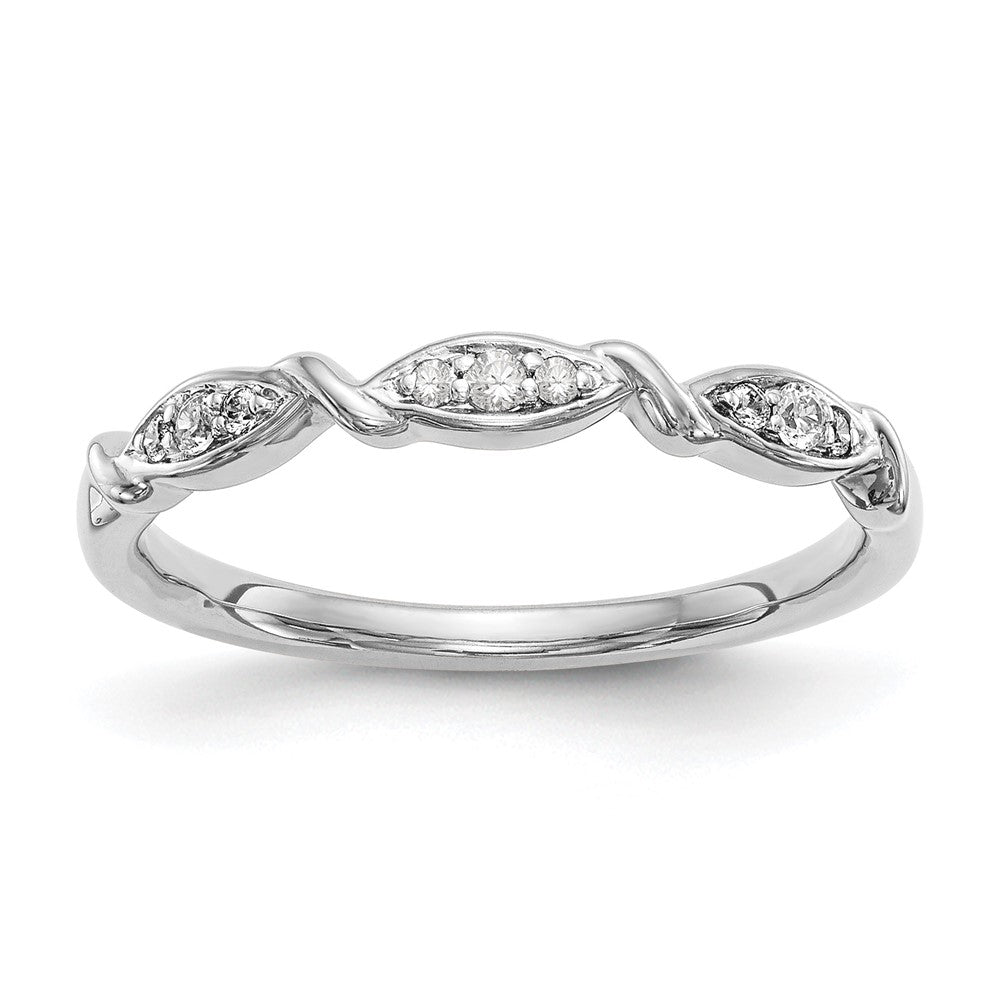14K White Gold Twist 1/15 carat Diamond Complete Wedding Band, 0.081 ct, Size 7