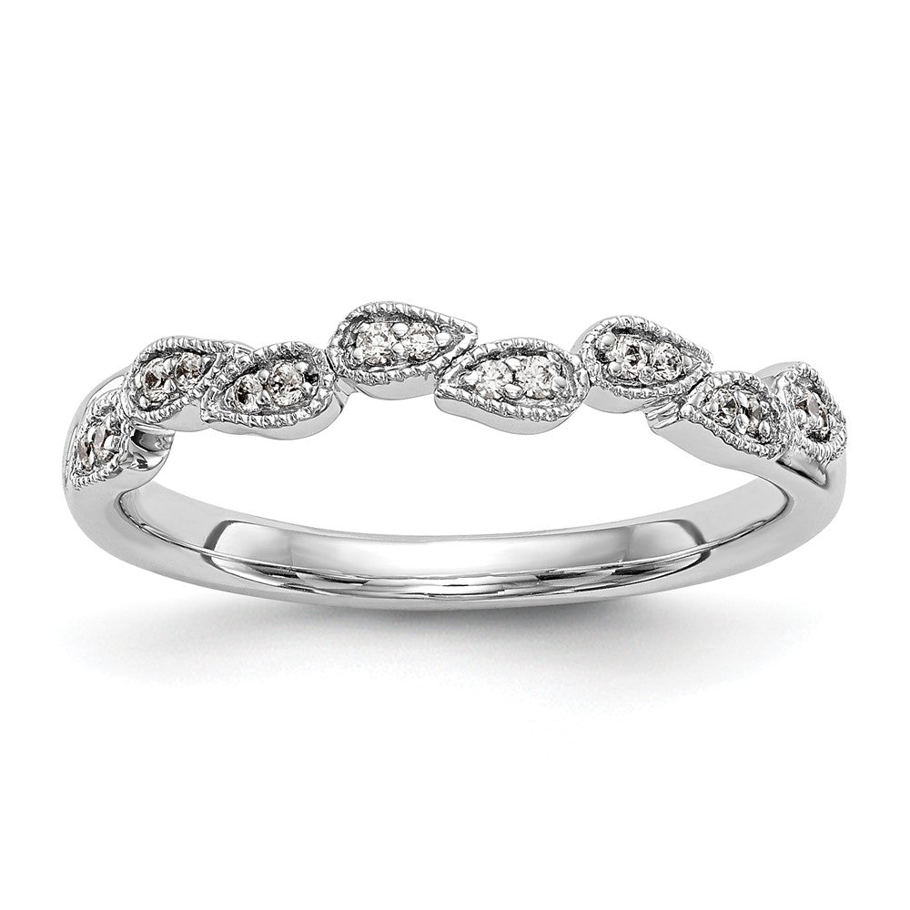 14K White Gold Diamond Band, 0.088 ct, Size 7, 2.27 g