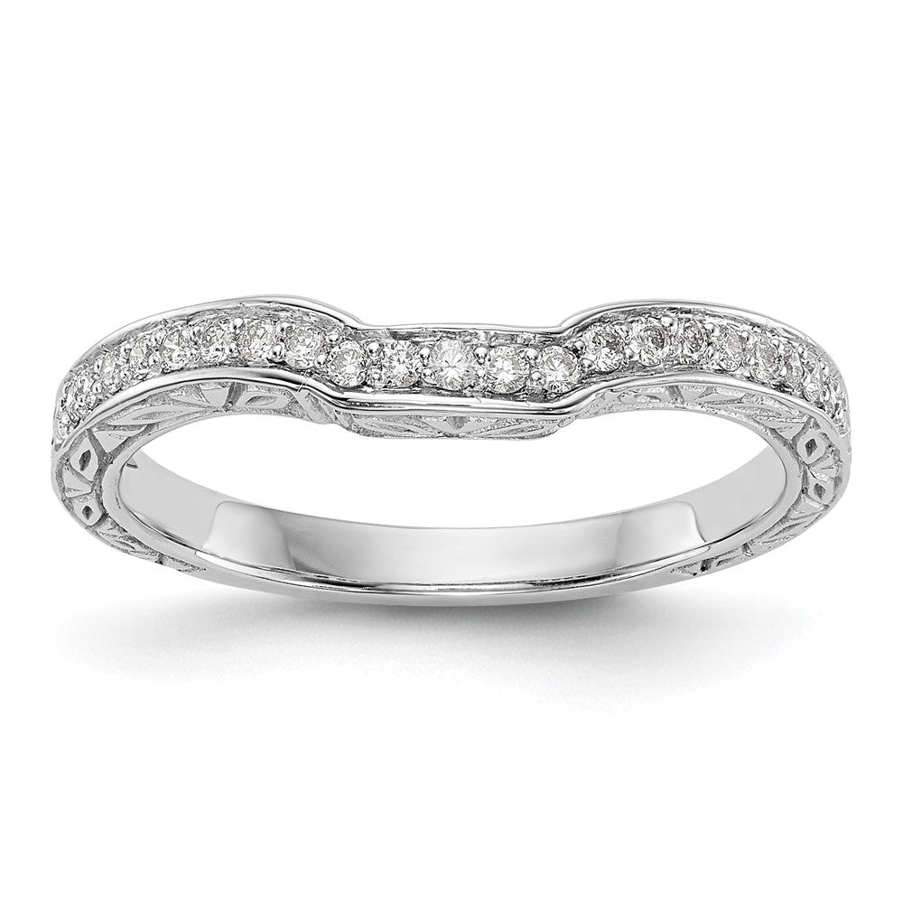 14K White Gold Vintage 1/8 carat Diamond Complete Wedding Band, 0.142 ct, Size 7