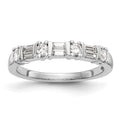 14K White Gold 3/8 carat Baguette/Round Diamond Complete Wedding Band, 0.389 ct, Size 7