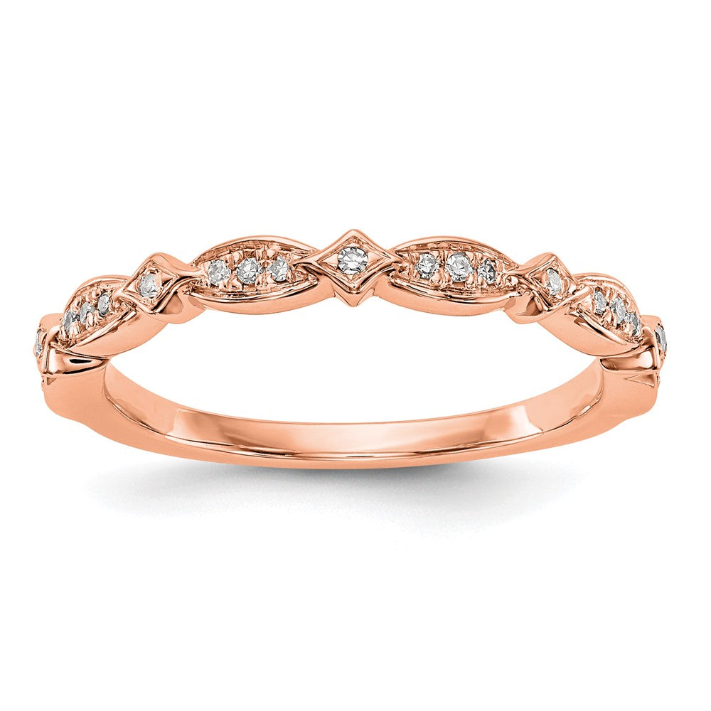 14K Rose Gold 1/15 carat Diamond Complete Wedding Band, 0.08 ct, Size 7