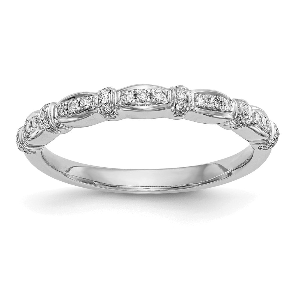 14K White Gold 1/6 carat Diamond Complete Wedding Band, 0.165 ct, Size 7