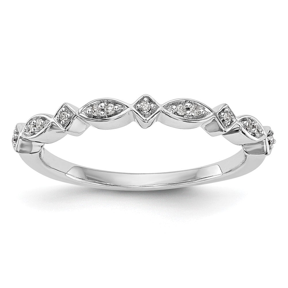 14K White Gold Diamond Band, 0.047 ct, Size 7