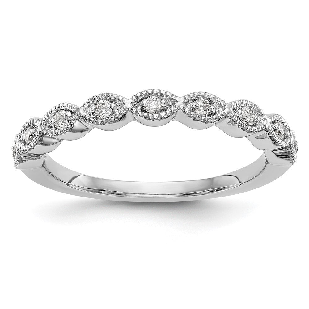 14K White Gold 1/10 carat Diamond Complete Wedding Band, 0.108 ct, Size 7, 2.53 g