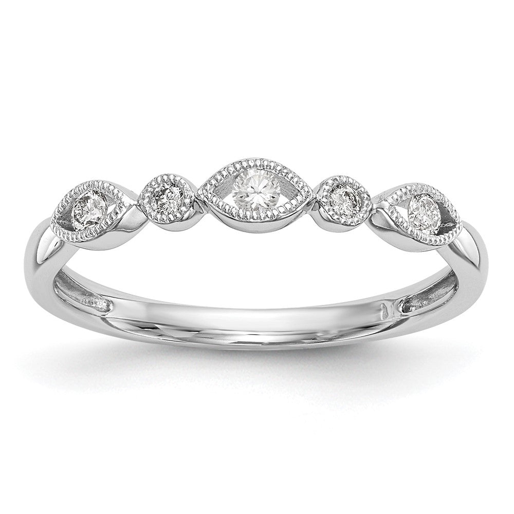 14K White Gold Twist 1/8 carat Diamond Complete Wedding Band, 0.13 ct, Size 7